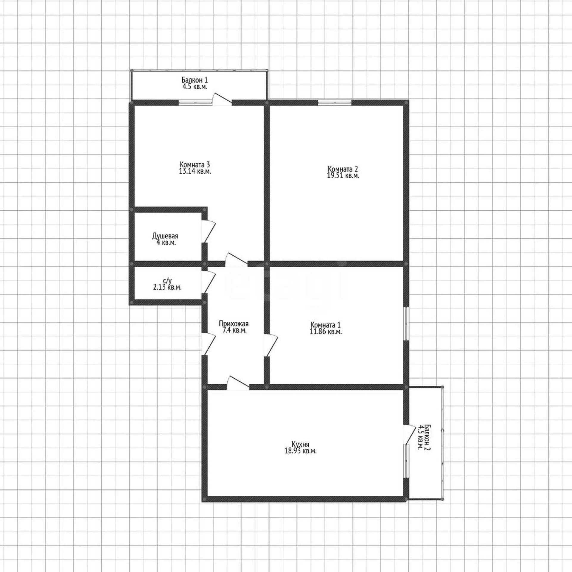 3-к квартира, 78.5м² (улица имени Валерия Гассия, 26) - миниатюра 34