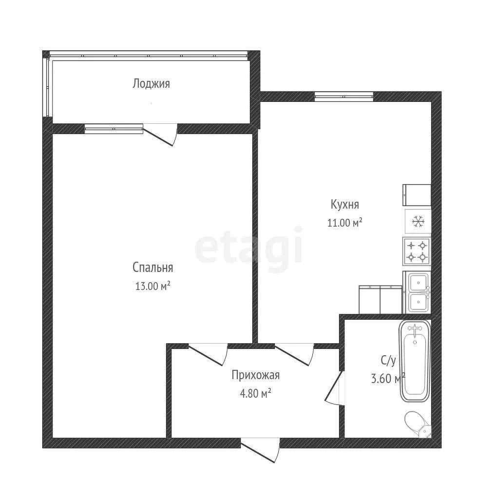 1-к квартира, 31.7м² (улица имени Владимира Жириновского, 1к1) - миниатюра 26