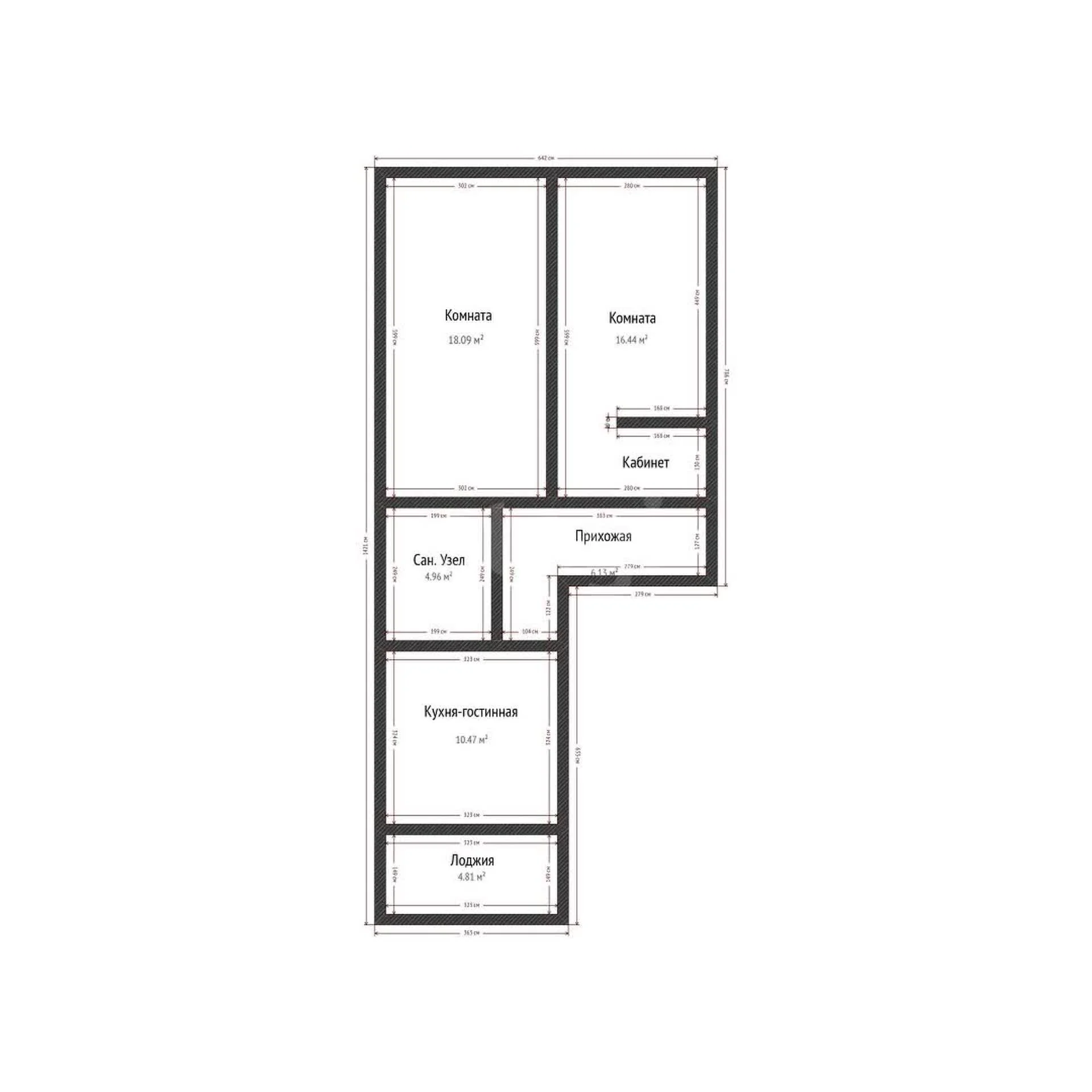 2-к квартира, 61.2м² (Ленинский переулок, 13) - миниатюра 14