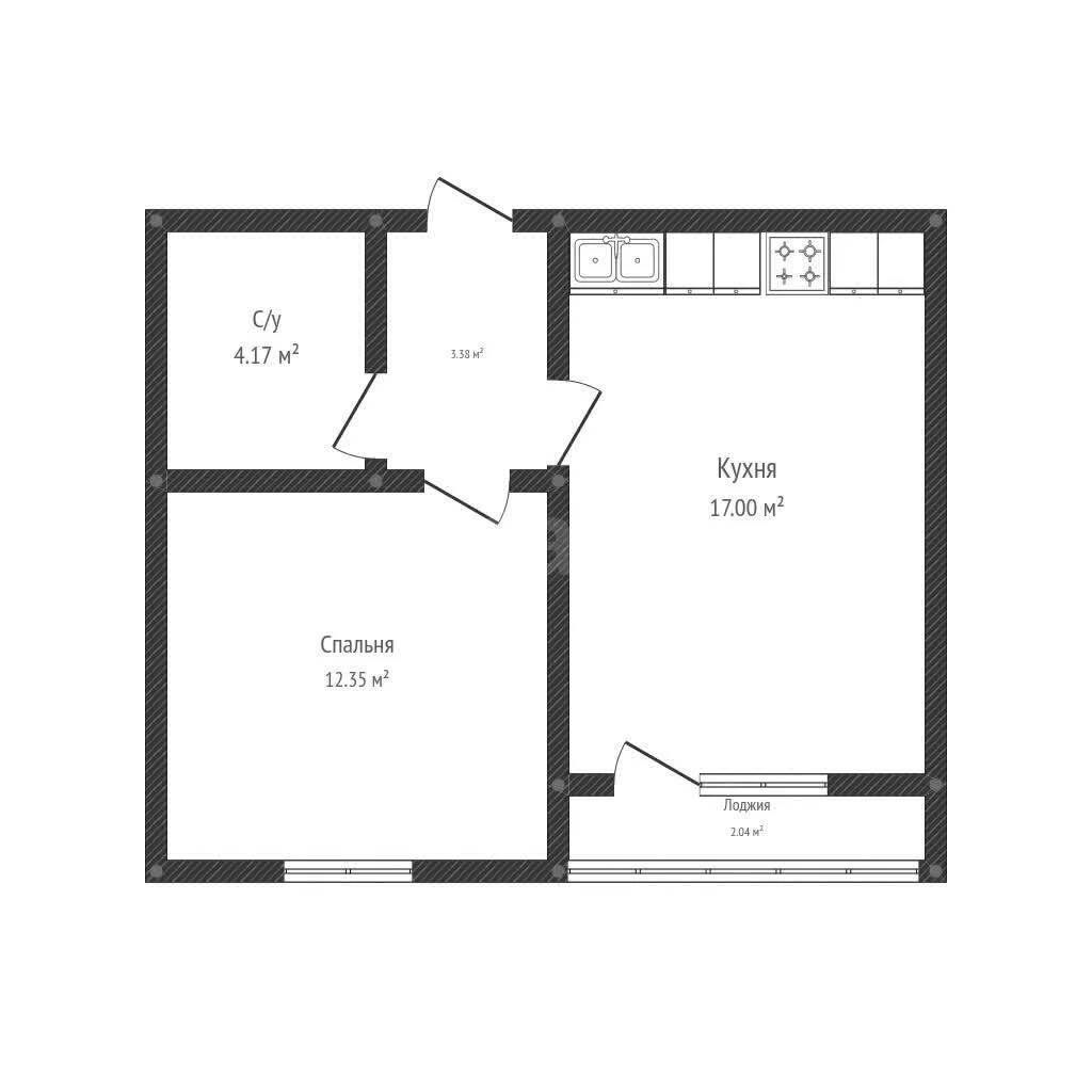 1-к квартира, 35.48м² (Уральская улица, 87/7) - миниатюра 18