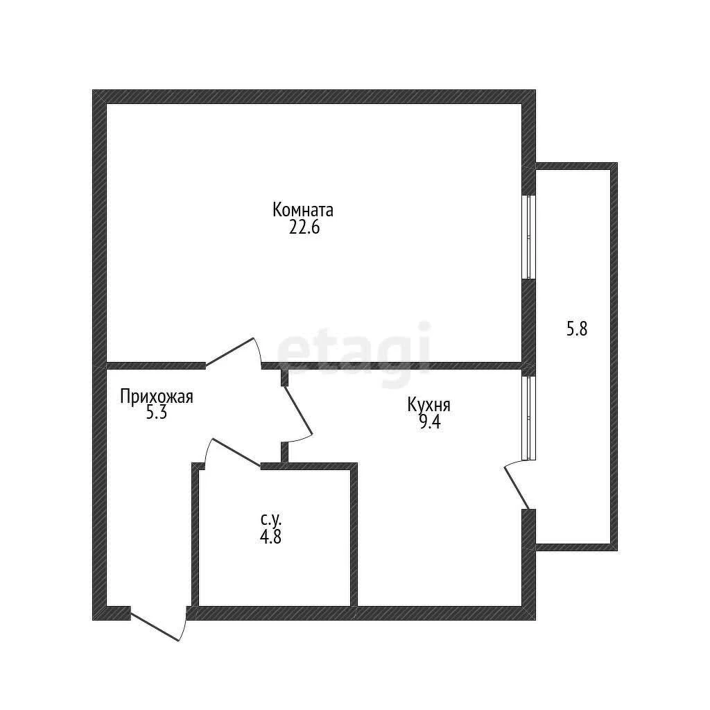 1-к квартира, 42.1м² (проезд Серова, 50) - миниатюра 27