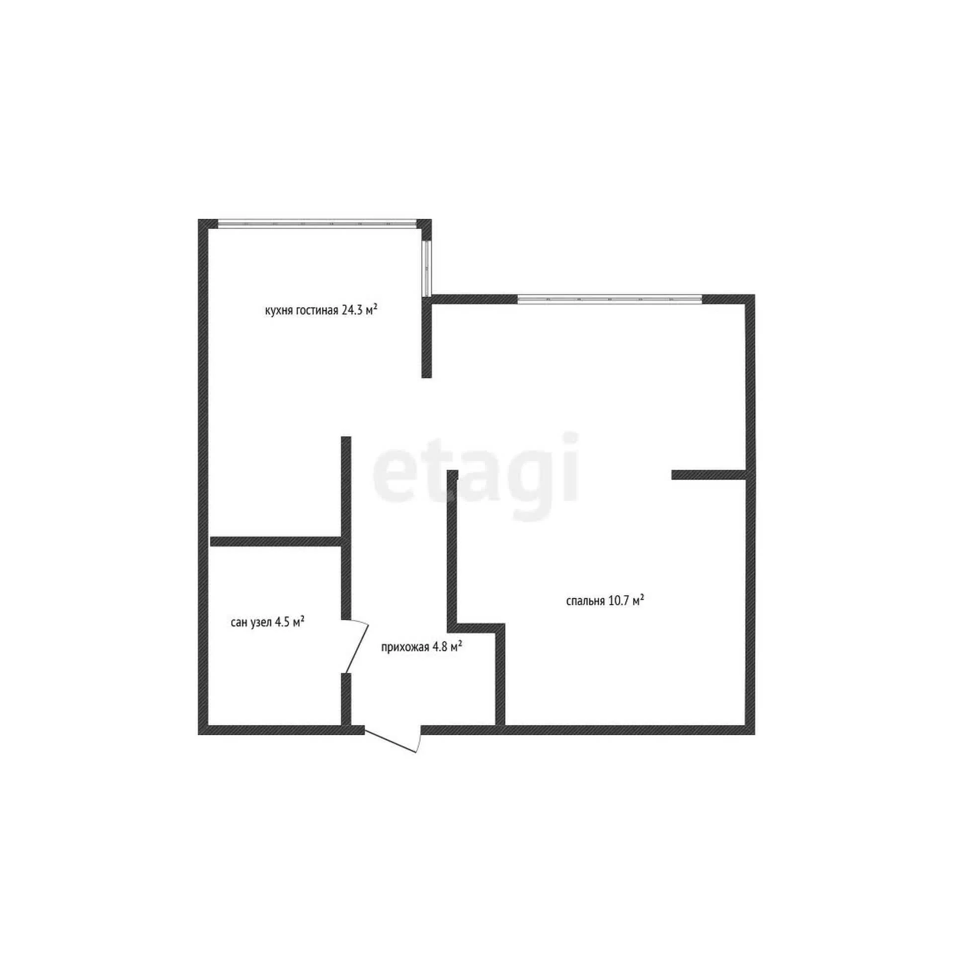 1-к квартира, 45м² (Гаражная улица, 87) - миниатюра 10