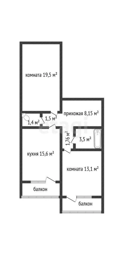 2-к квартира, 64.5м² (улица имени 75-летия Победы, 26/1к1) - миниатюра 14