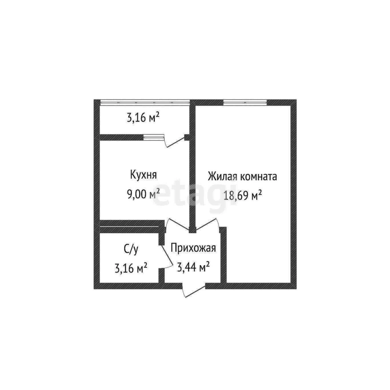 1-к квартира, 34.6м² (Заполярная улица, 39к10) - изображение 1