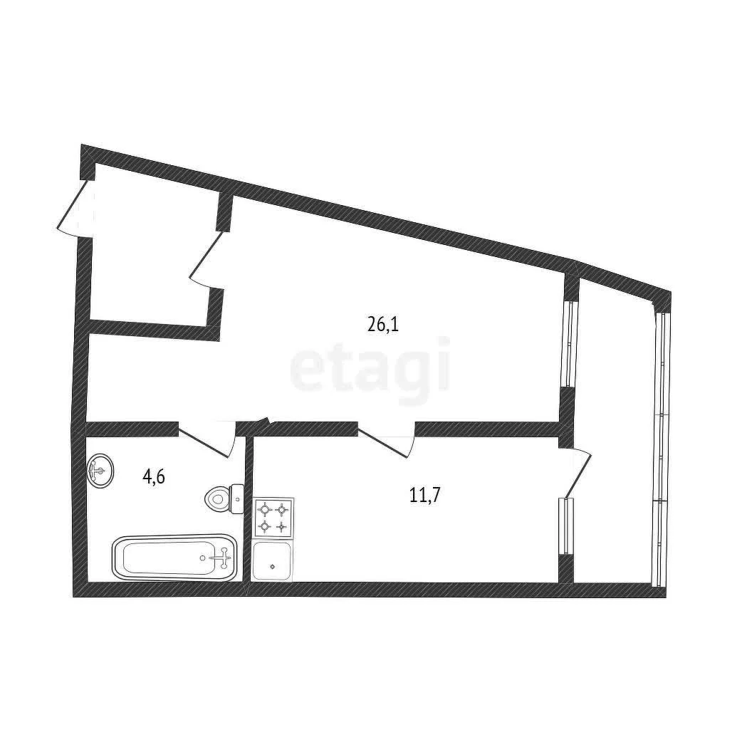 1-к квартира, 42.4м² (Кожевенная улица, 22) - миниатюра 24