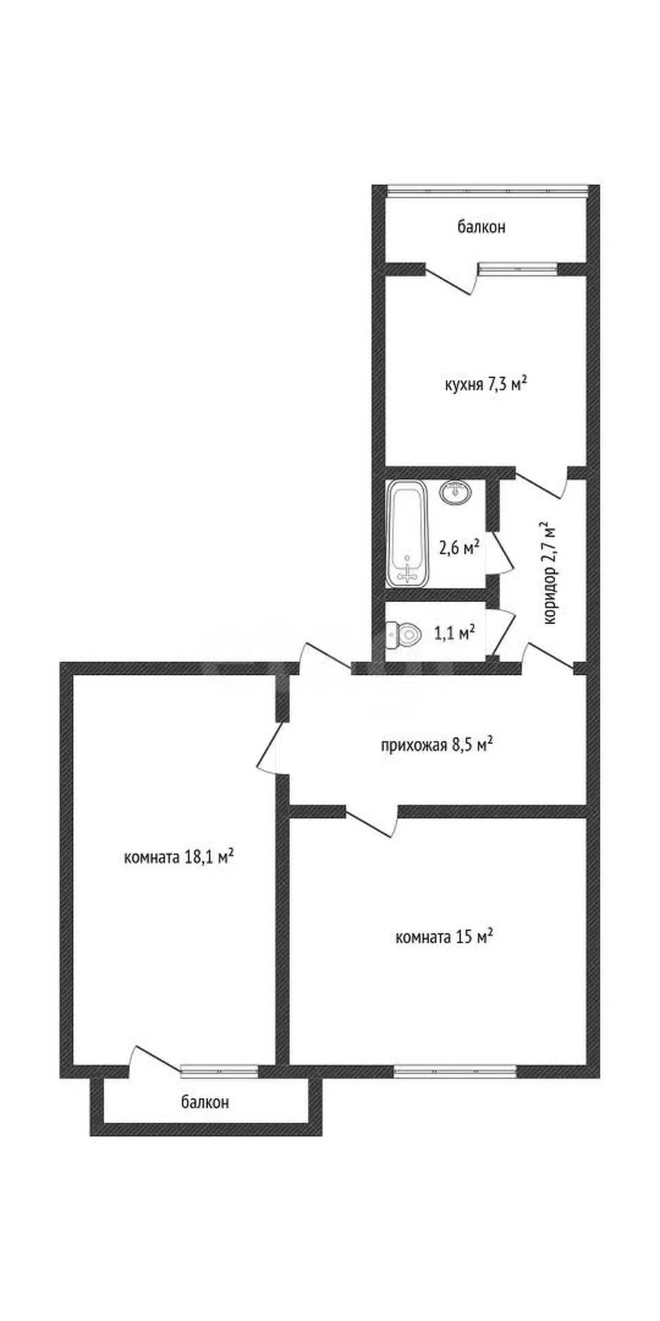 2-к квартира, 56.7м² (Октябрьская улица, 91) - миниатюра 33