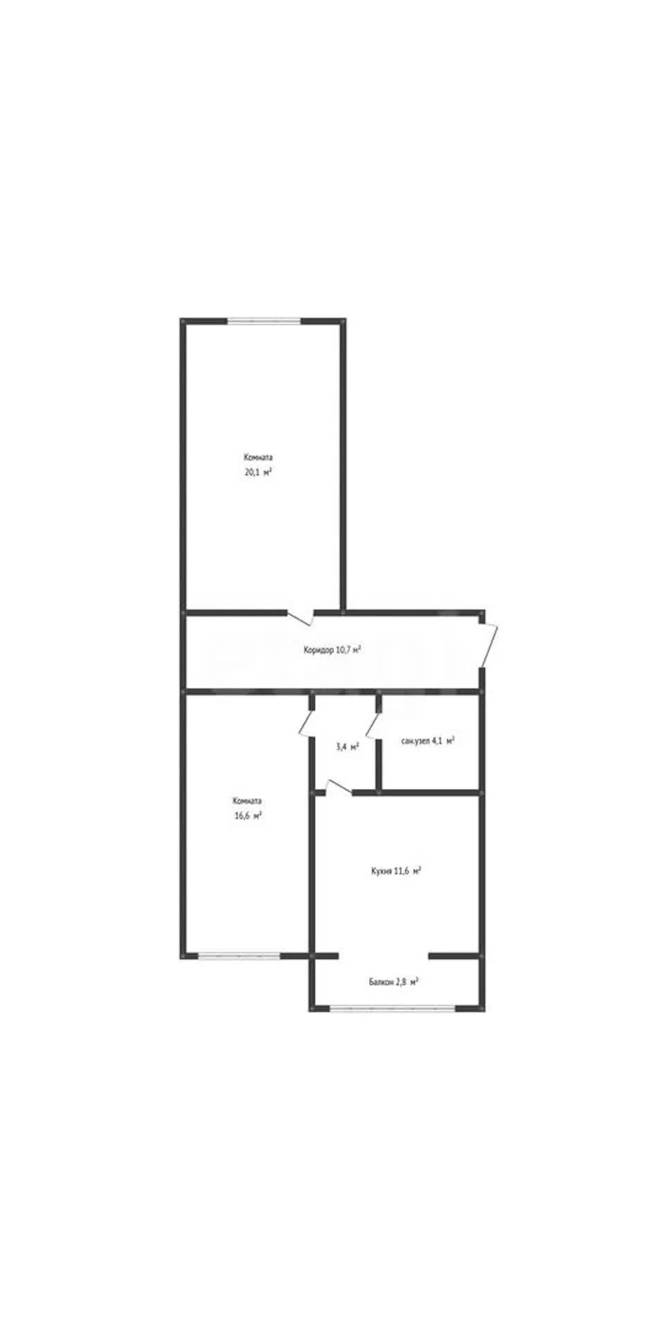 2-к квартира, 69.3м² (переулок Гагарина, 1/1) - миниатюра 34