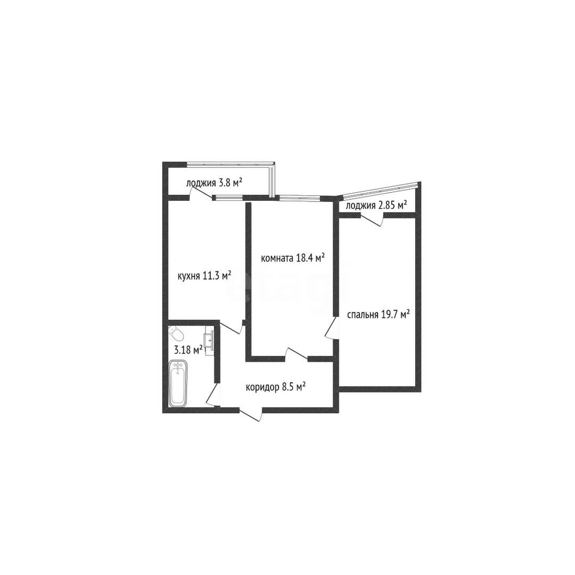 2-к квартира, 62.9м² (Российская улица, 267/3к4) - миниатюра 7