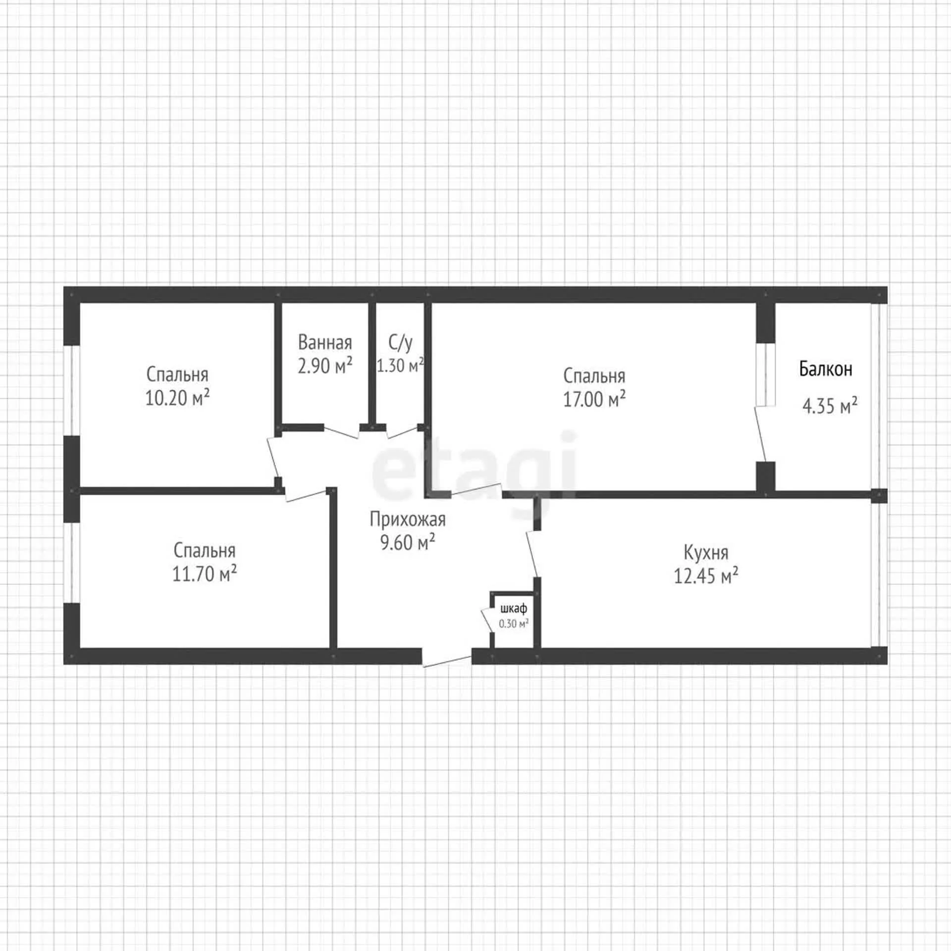 3-к квартира, 61.1м² (улица Братьев Шаповаловых, 32) - миниатюра 24