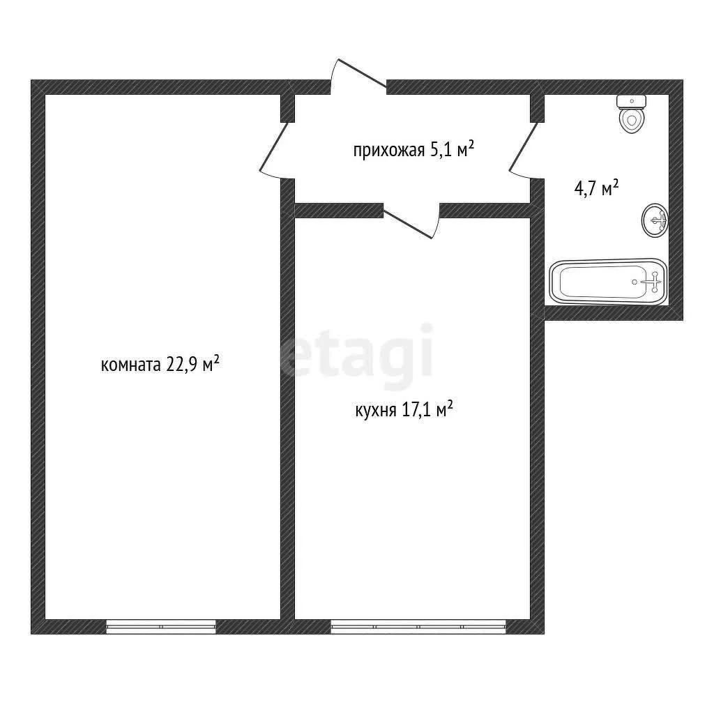 1-к квартира, 49.8м² (Песочная улица, 1к5) - миниатюра 9