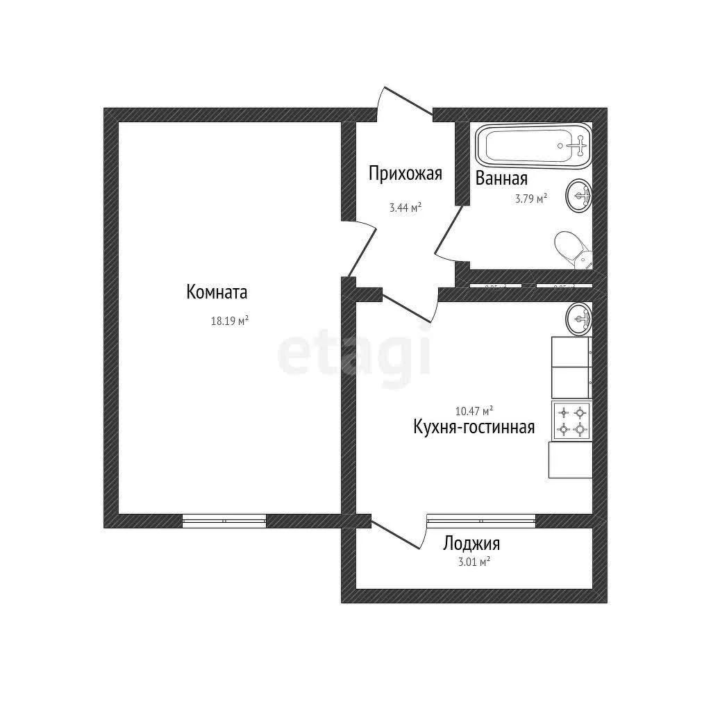 1-к квартира, 35.1м² (улица имени Валерия Гассия, 10) - миниатюра 22