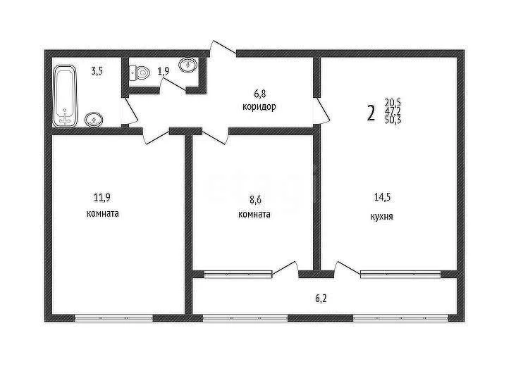 2-к квартира, 47.4м² (улица Героя Пешкова, 14к1) - миниатюра 9