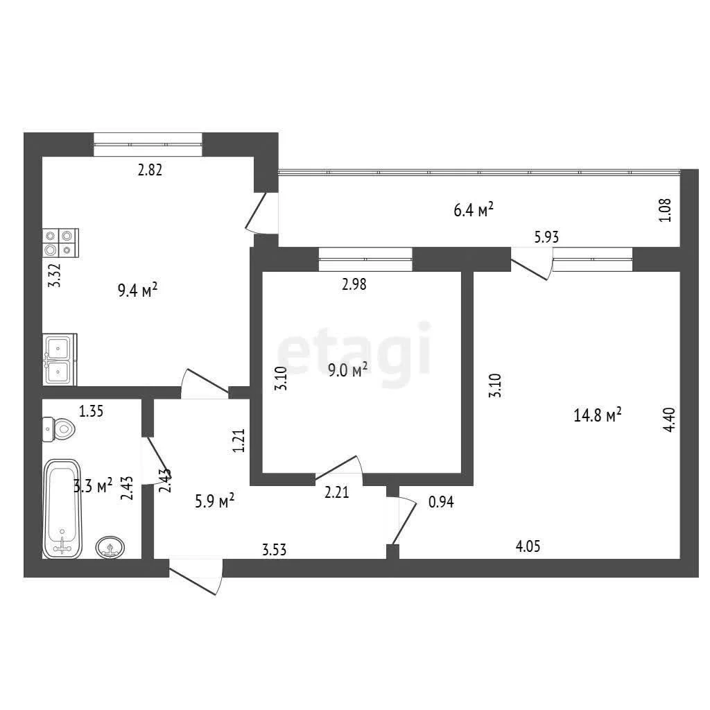 2-к квартира, 42.8м² (Целиноградская улица, 4/2к2) - миниатюра 19