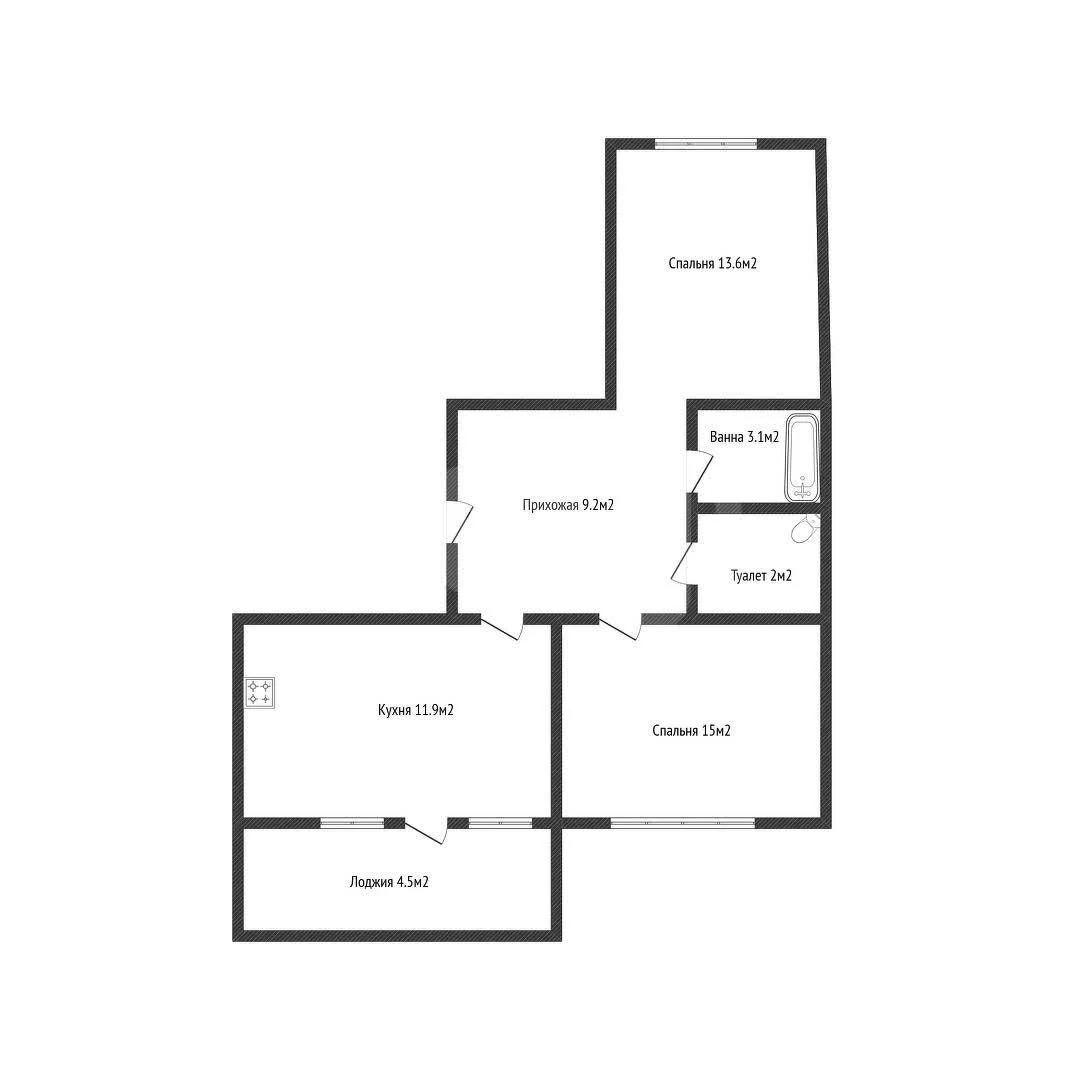 2-к квартира, 63.2м² (Домбайская улица, 55) - изображение 1