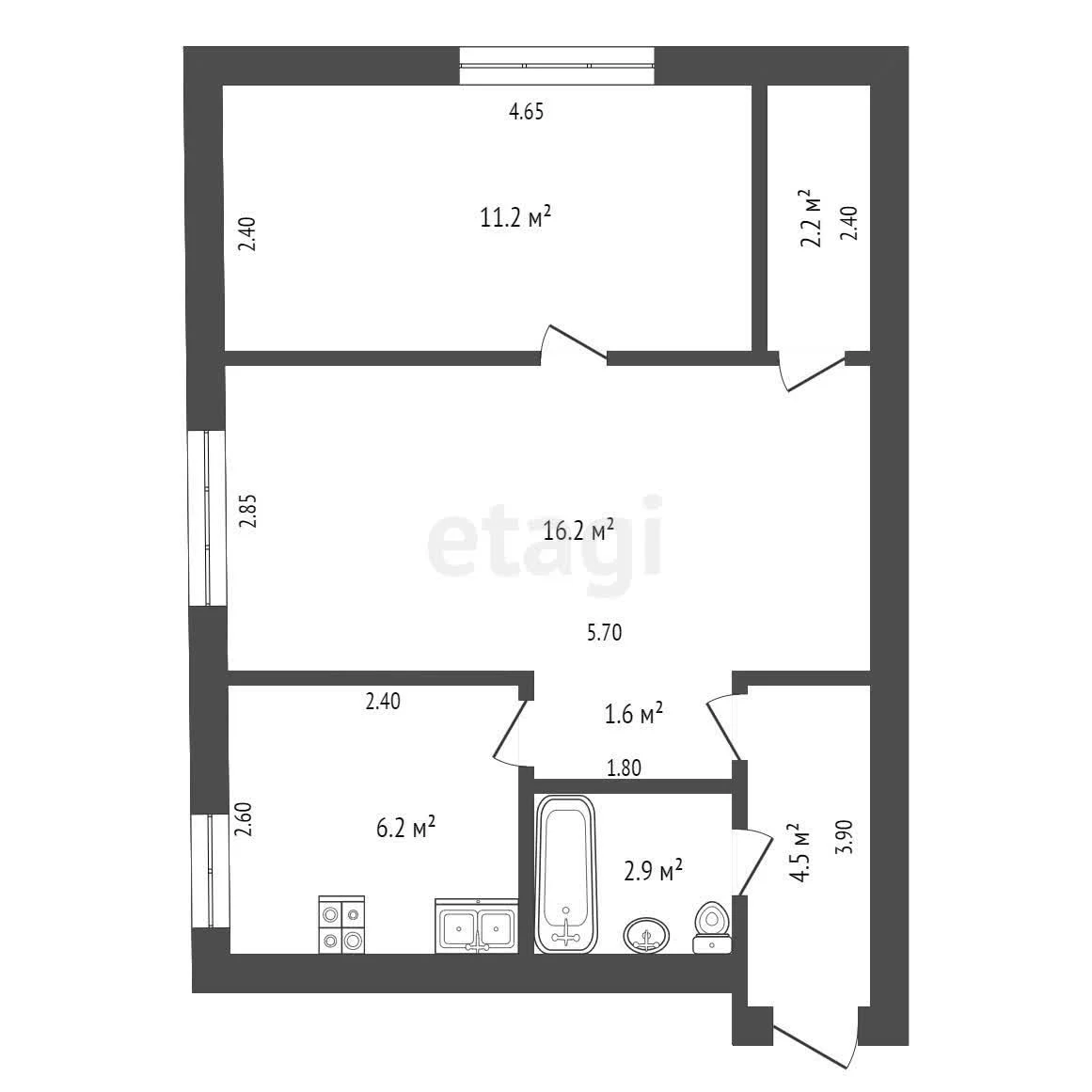 2-к квартира, 44.8м² (улица Братьев Дроздовых, 26) - миниатюра 14