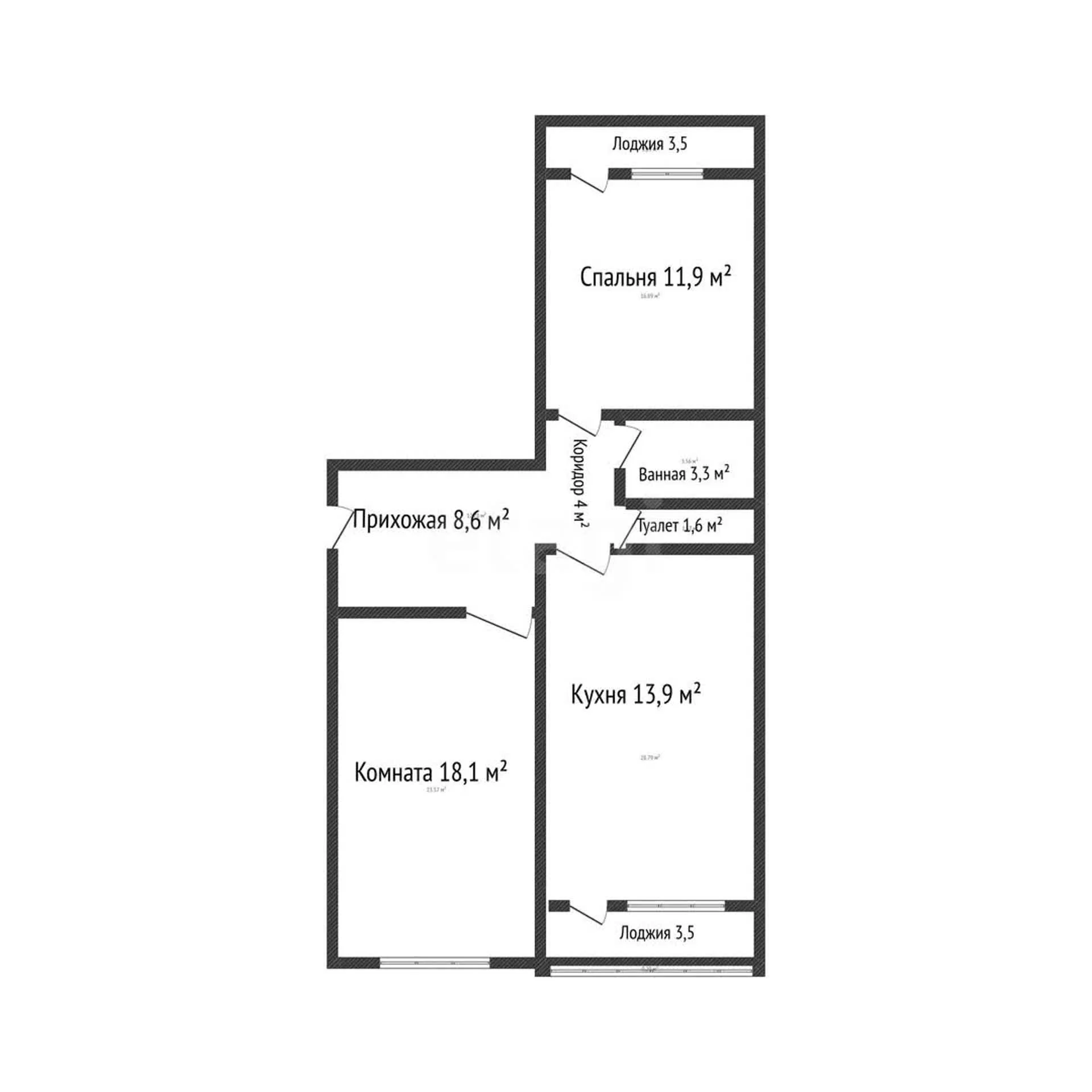 2-к квартира, 61.4м² (Душистая улица, 53) - миниатюра 31