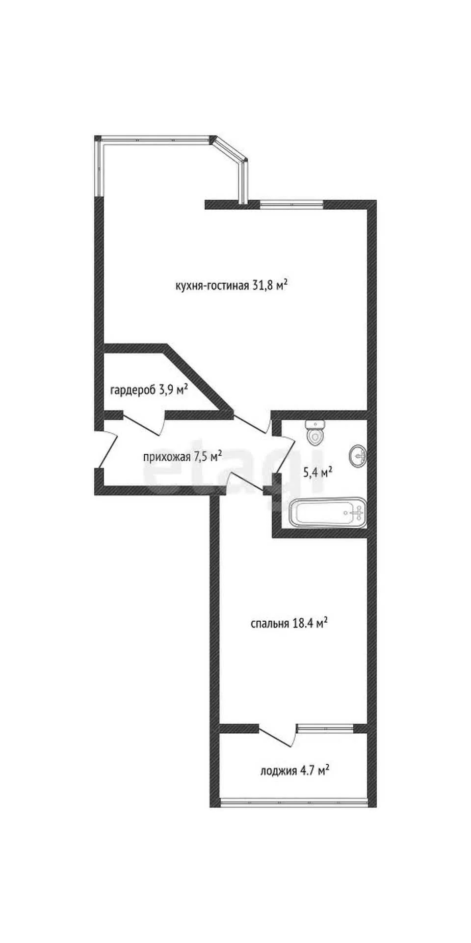 2-к квартира, 73.3м² (Зиповская улица, 5/3) - миниатюра 27