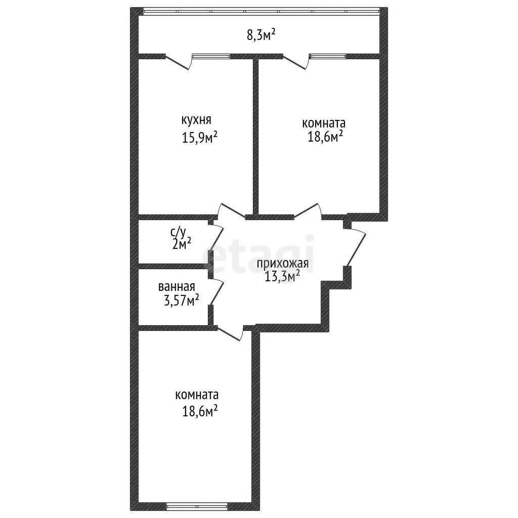 2-к квартира, 71.8м² (Октябрьская улица, 181к2) - миниатюра 14