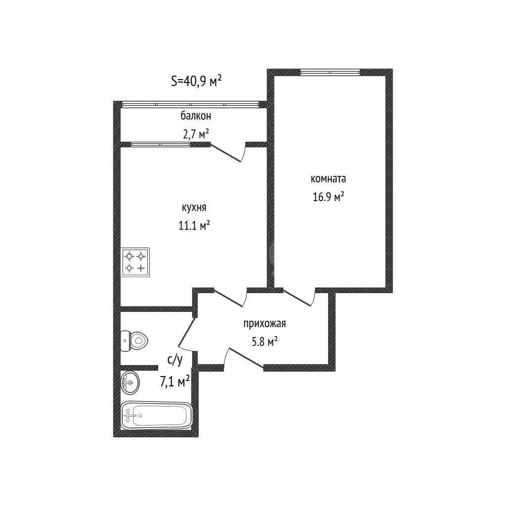 1-к квартира, 40.9м² (Российская улица, 74к3) - миниатюра 21