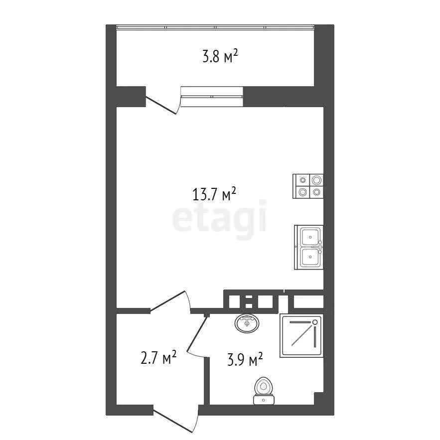 Студия, 24.1м² (улица Ивана Беличенко, 95к1) - миниатюра 8