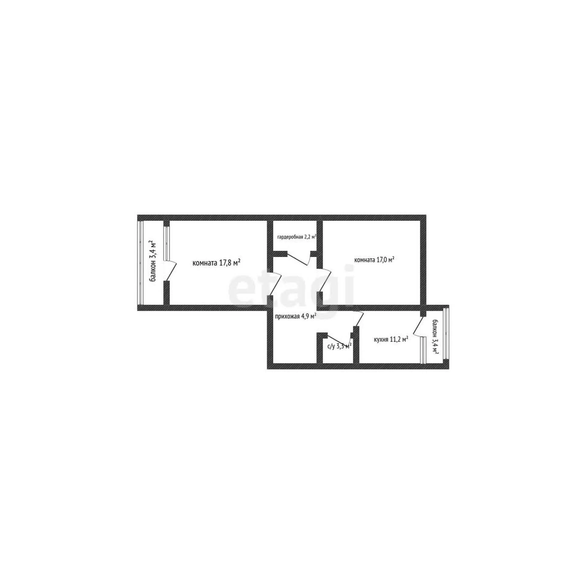 2-к квартира, 58.7м² (улица Куликова Поля, 2) - миниатюра 15