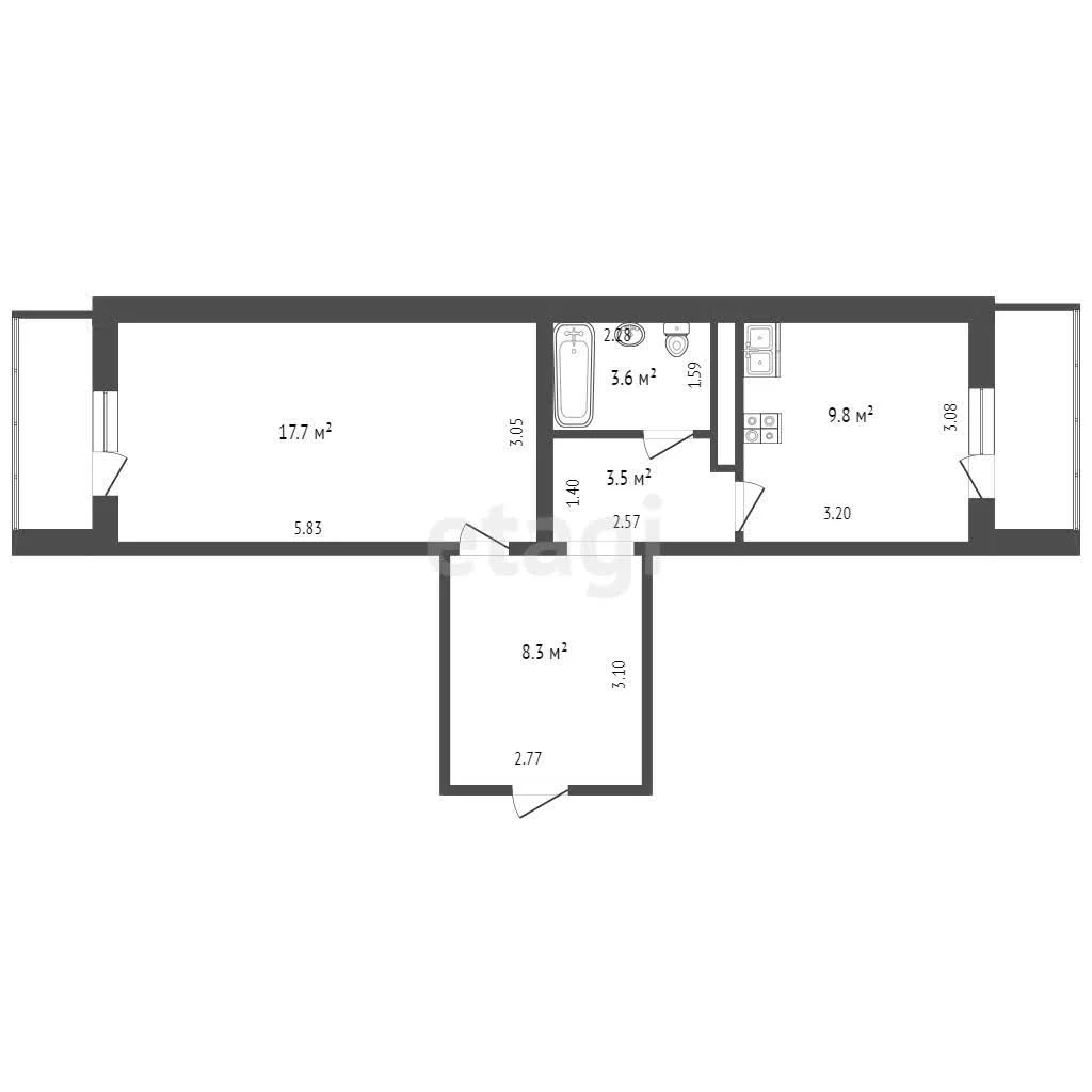 1-к квартира, 43.3м² (Черкасская улица, 137) - миниатюра 31