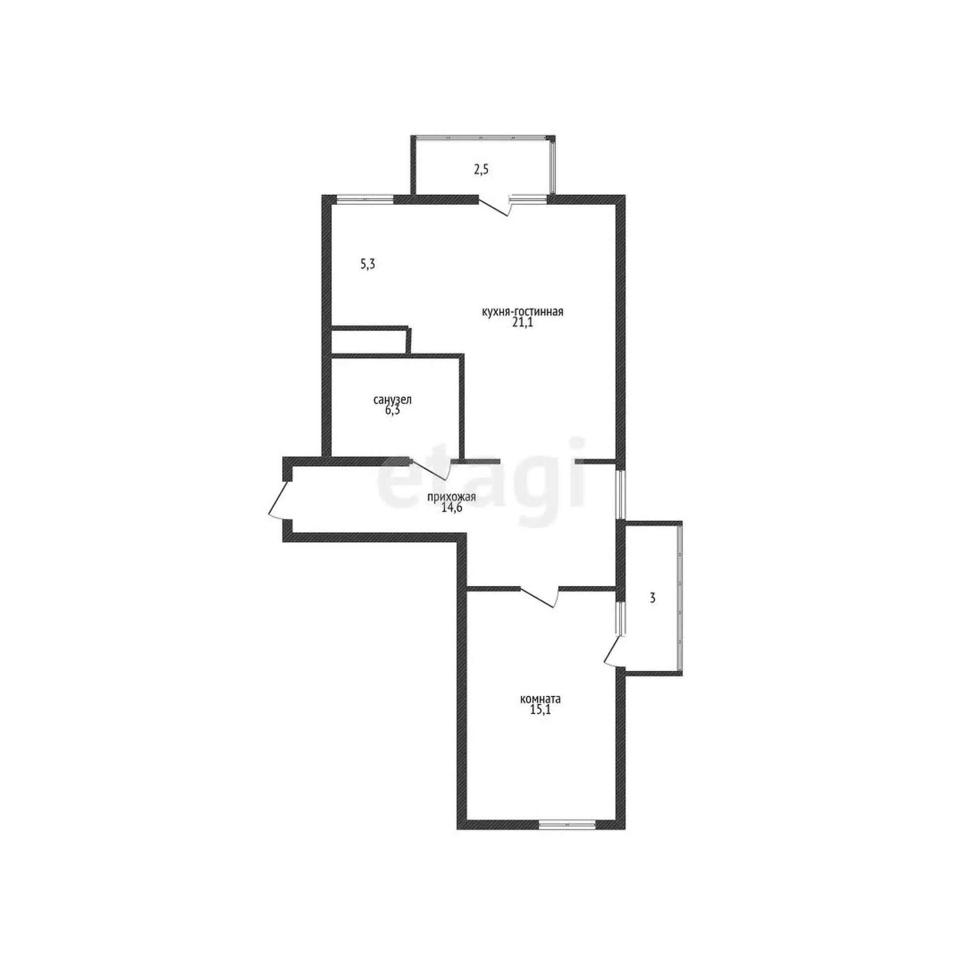 2-к квартира, 62.4м² (Бородинская улица, 152/а) - миниатюра 13