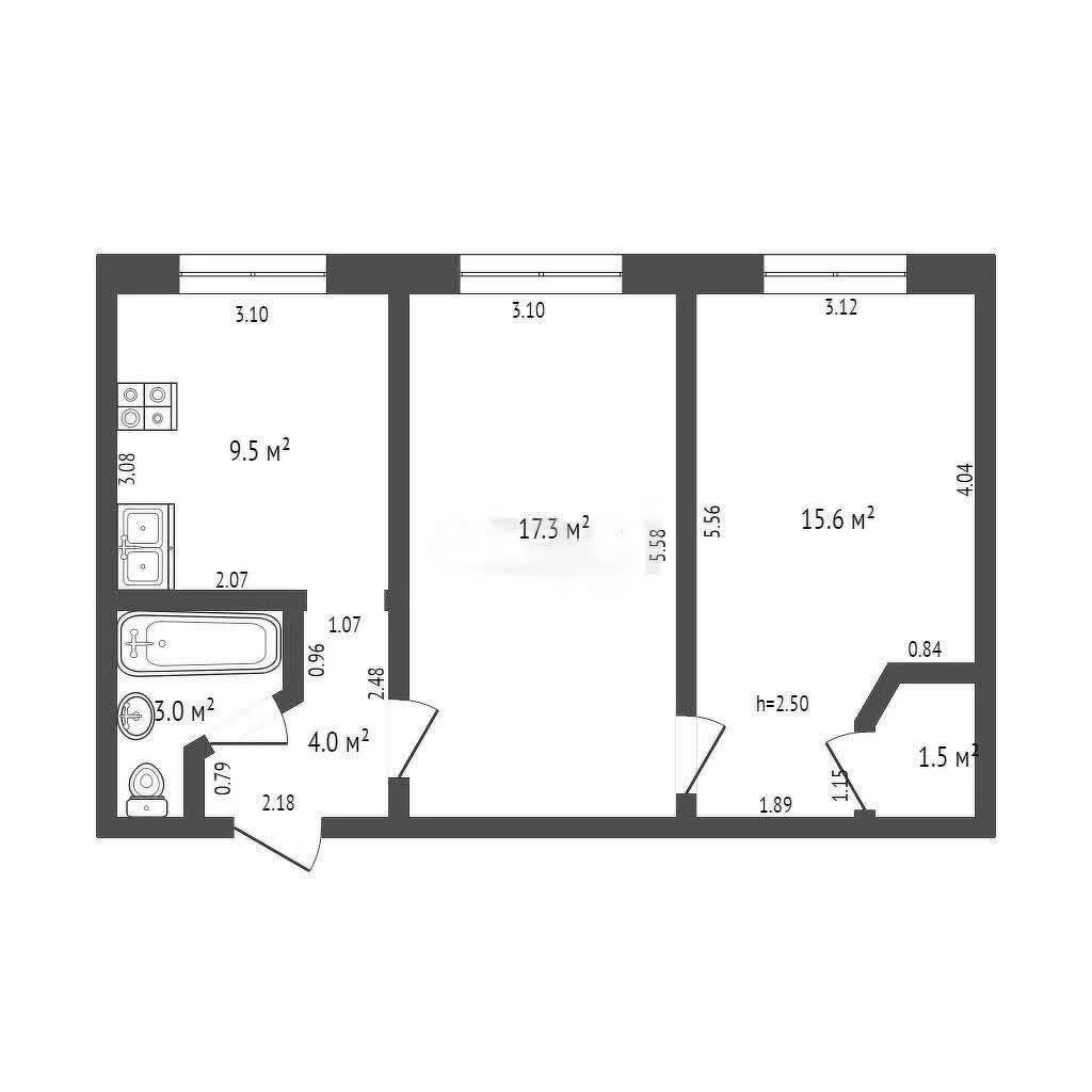 2-к квартира, 50.9м² (улица Дмитрия Благоева, 8) - миниатюра 6