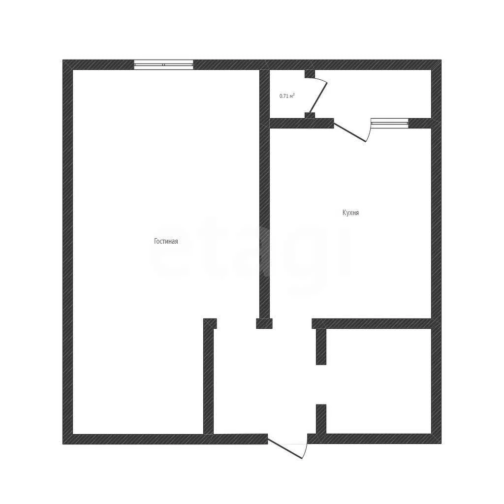 1-к квартира, 43.5м² (Школьная улица, 1) - миниатюра 2