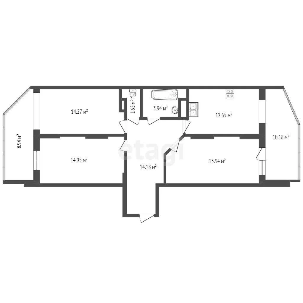 3-к квартира, 96м² (улица Цезаря Куникова, 24к1) - миниатюра 9