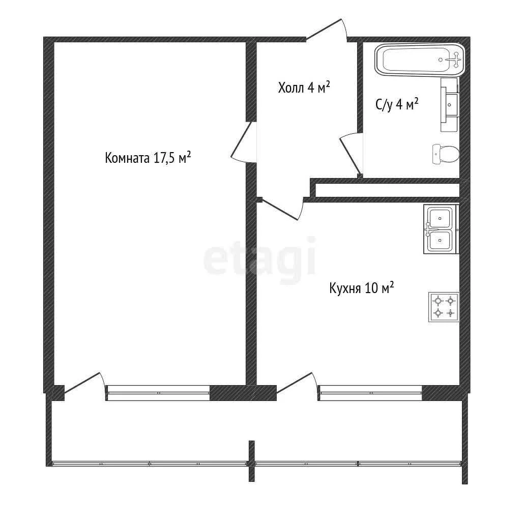 1-к квартира, 35.6м² (Уральская улица, 100) - миниатюра 9
