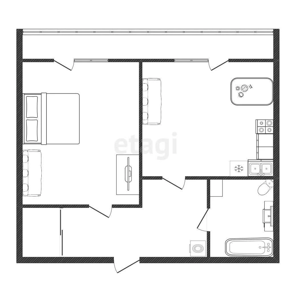 1-к квартира, 34м² (Бородинская улица, 156/2) - миниатюра 13
