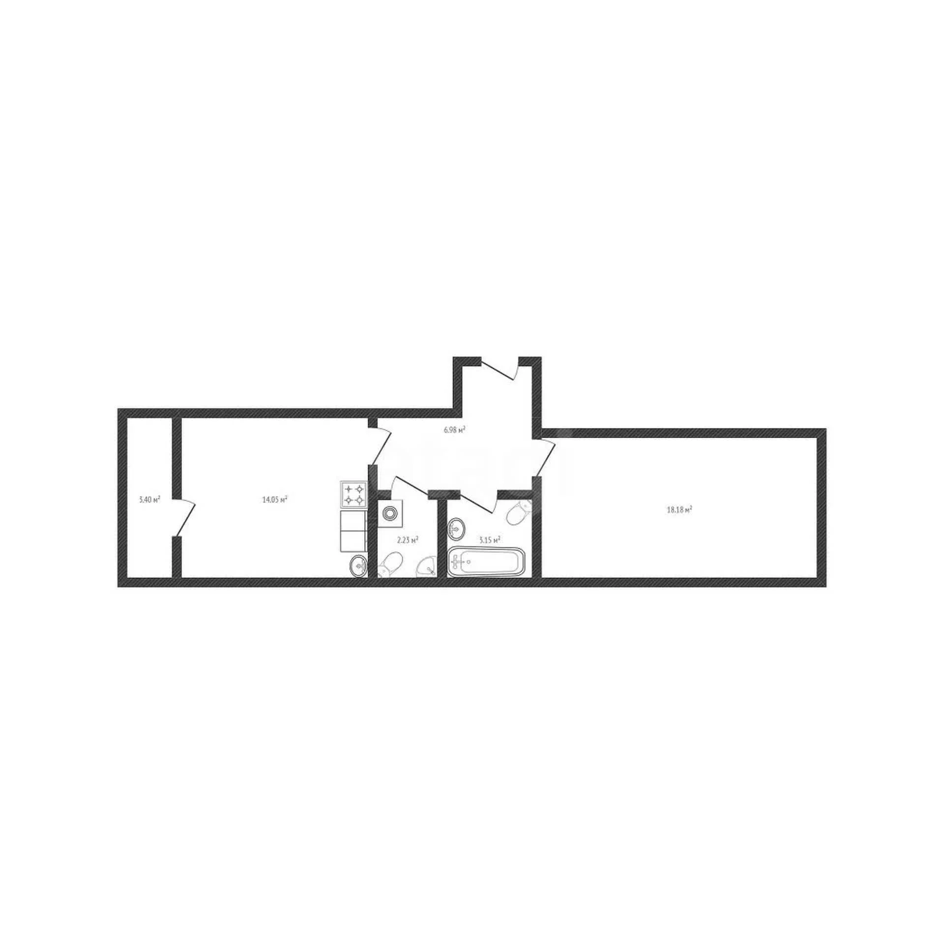 1-к квартира, 44.3м² (Конгрессная улица, 15) - миниатюра 9