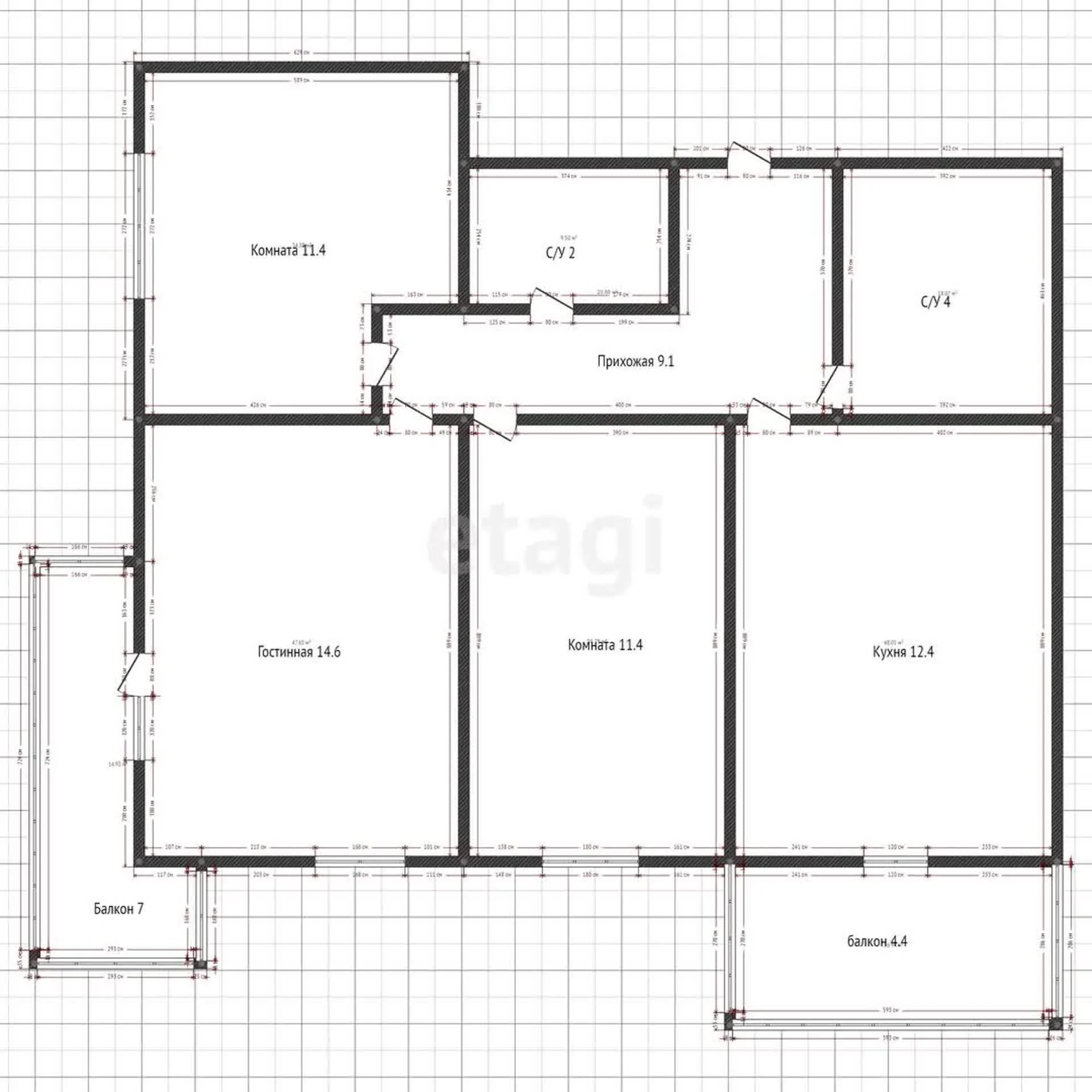 3-к квартира, 70.2м² (Конгрессная улица, 41) - миниатюра 36