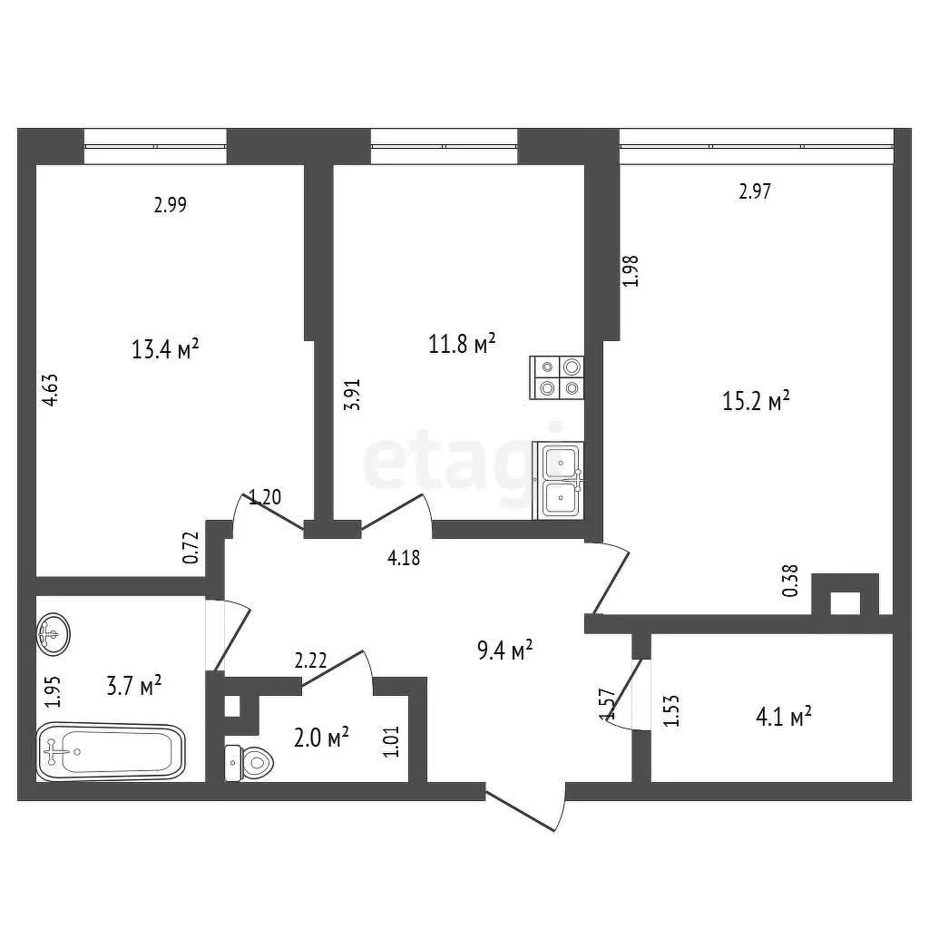 2-к квартира, 59.6м² (улица Марины Цветаевой, 2к2) - миниатюра 26