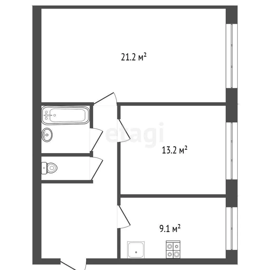 2-к квартира, 55.8м² (Адыгейская набережная, 71) - миниатюра 10