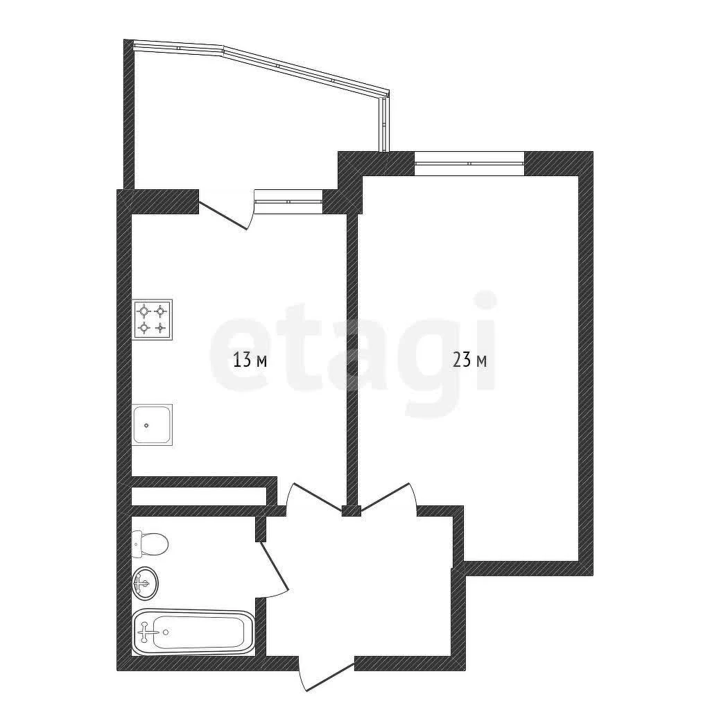 1-к квартира, 47м² (улица Ковалёва, 46) - миниатюра 14