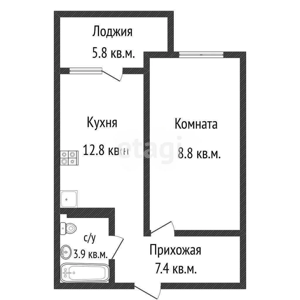 1-к квартира, 42.7м² (Душистая улица, 77) - миниатюра 9