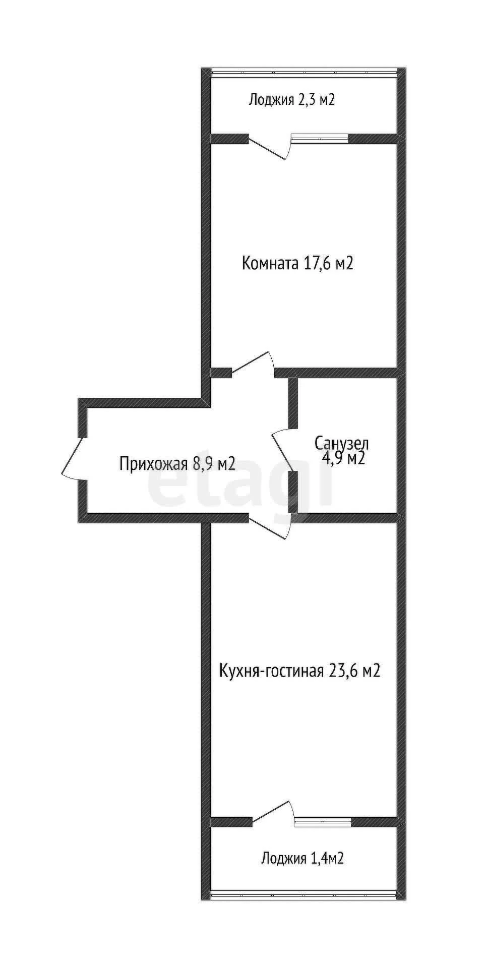 1-к квартира, 54.2м² (улица Будённого, 129) - миниатюра 11