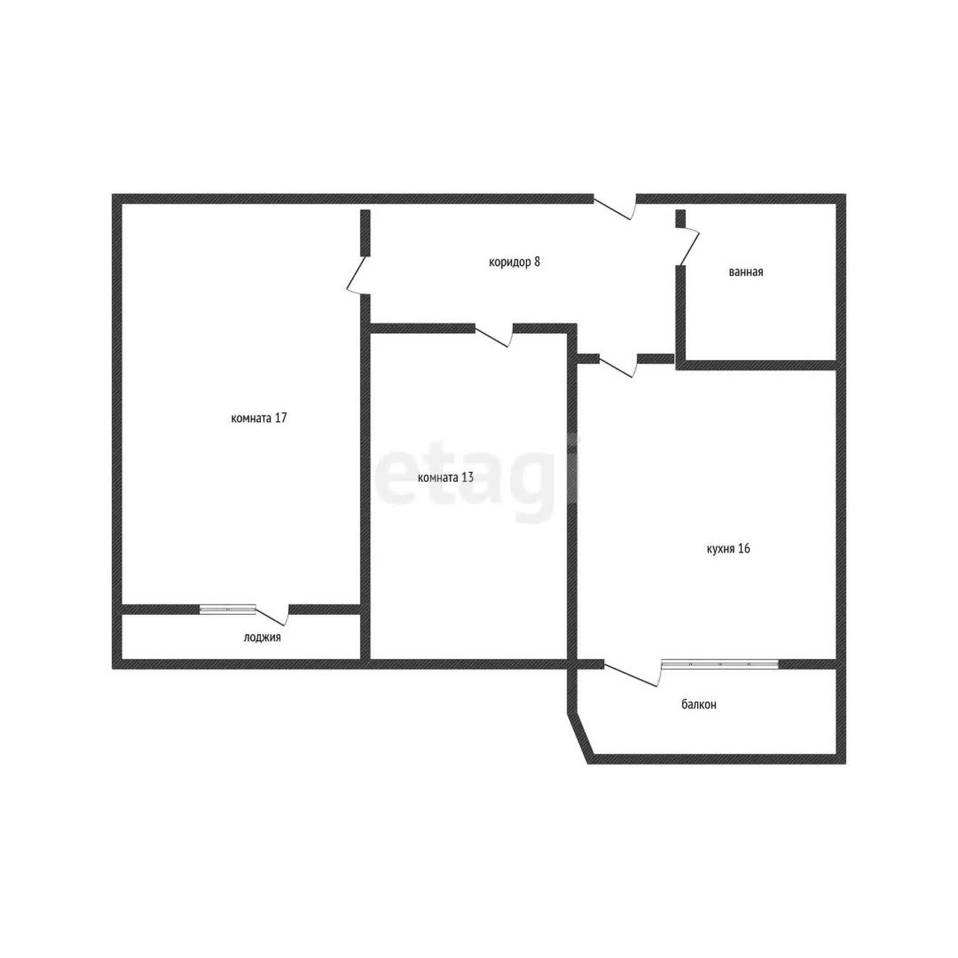 2-к квартира, 54.8м² (улица Генерал-лейтенанта Александра Сапрунова, 15) - миниатюра 24