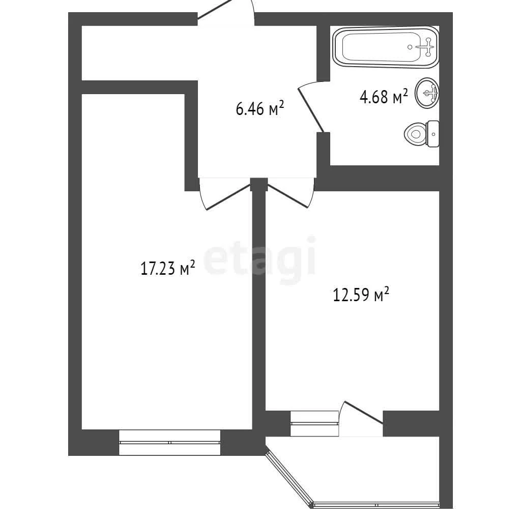 1-к квартира, 44.64м² (улица Петра Метальникова, лучшийлитер8) - миниатюра 15