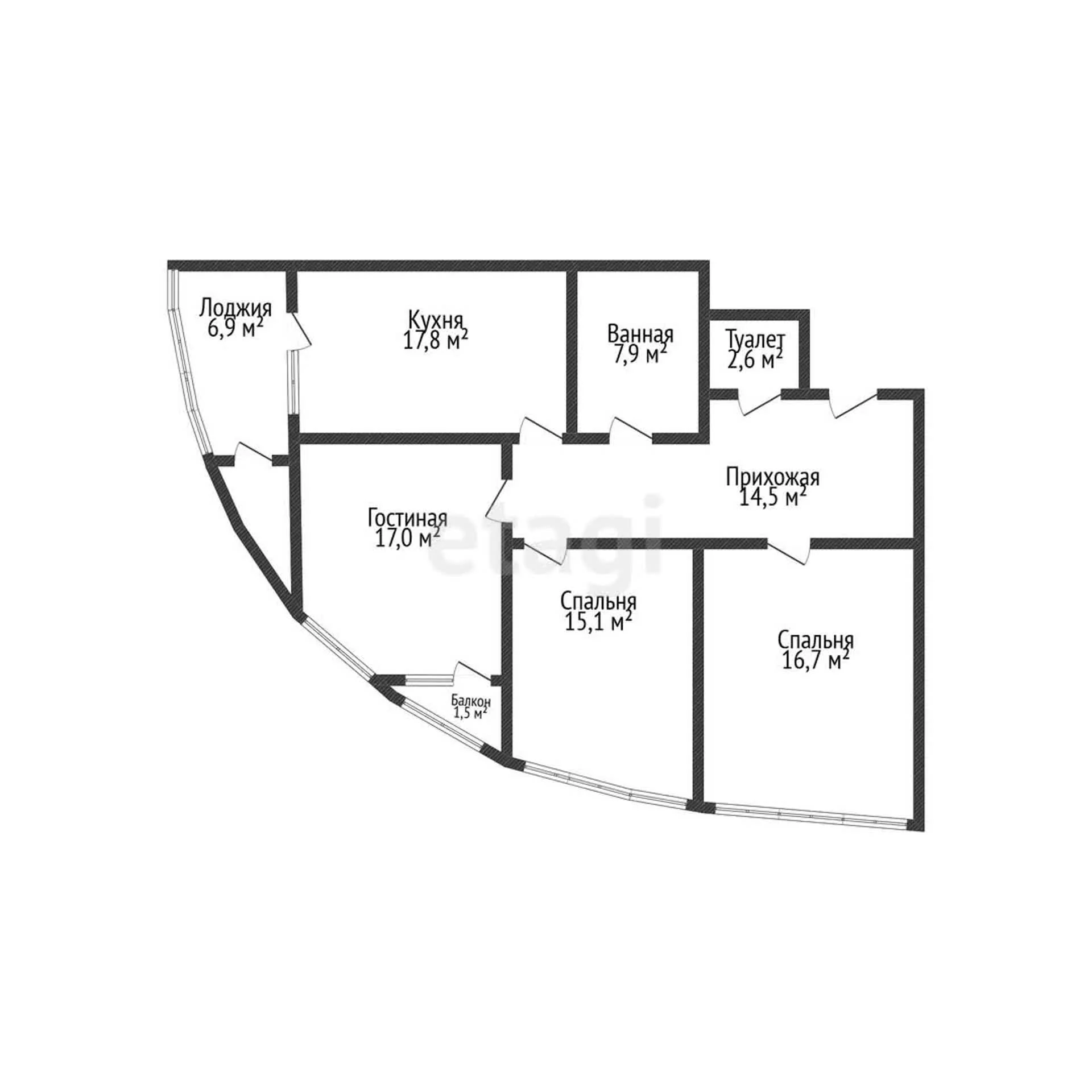 3-к квартира, 97.7м² (улица Кубанская Набережная, 39) - миниатюра 25