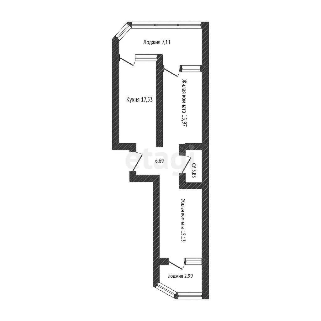 2-к квартира, 59.2м² (, 2) - миниатюра 12
