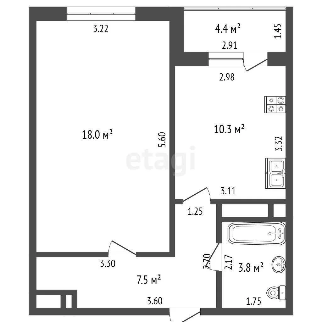 1-к квартира, 39.6м² (Уральская улица, 75к2) - миниатюра 19