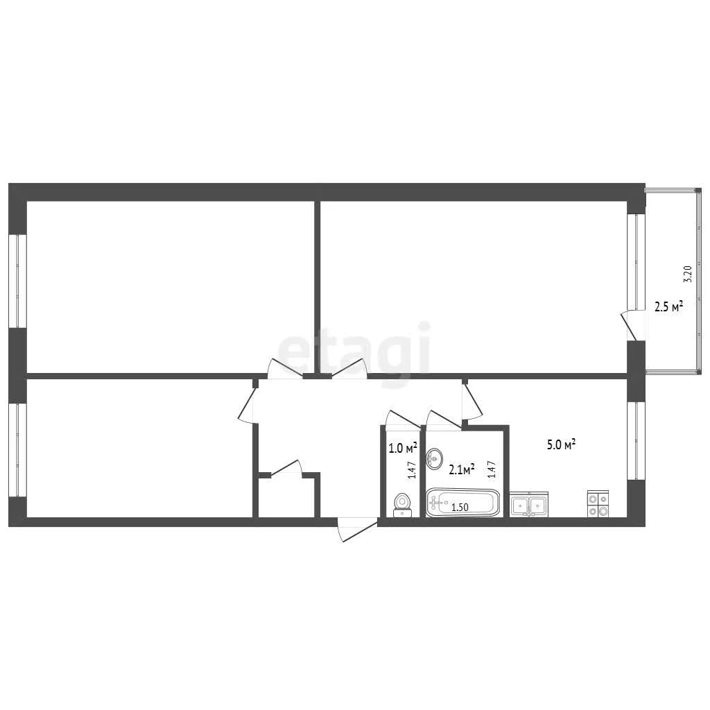 3-к квартира, 61.4м² (Новгородская улица, 13) - миниатюра 12