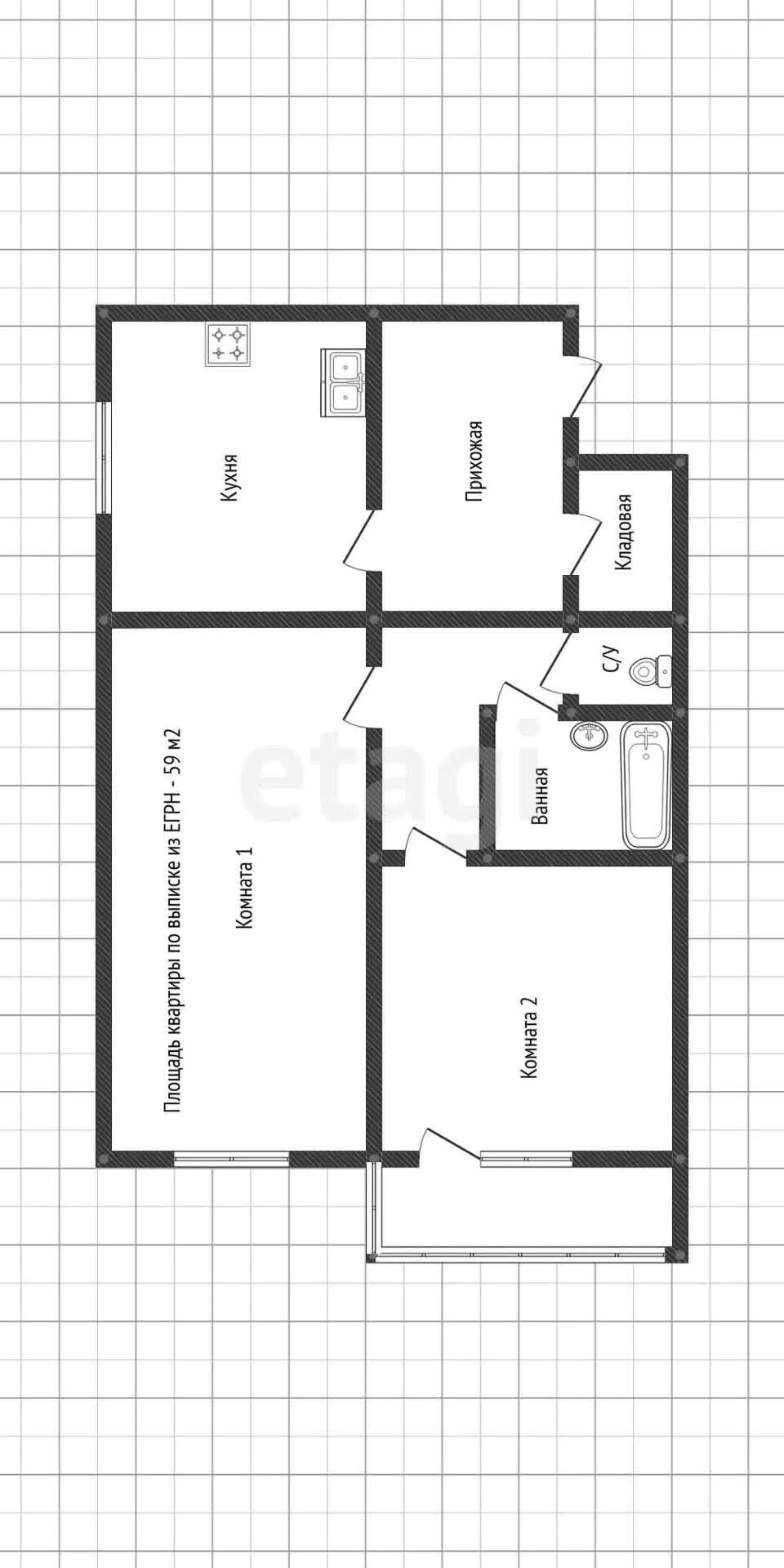 2-к квартира, 59м² (улица Героя А.А. Аверкиева, 22) - миниатюра 15