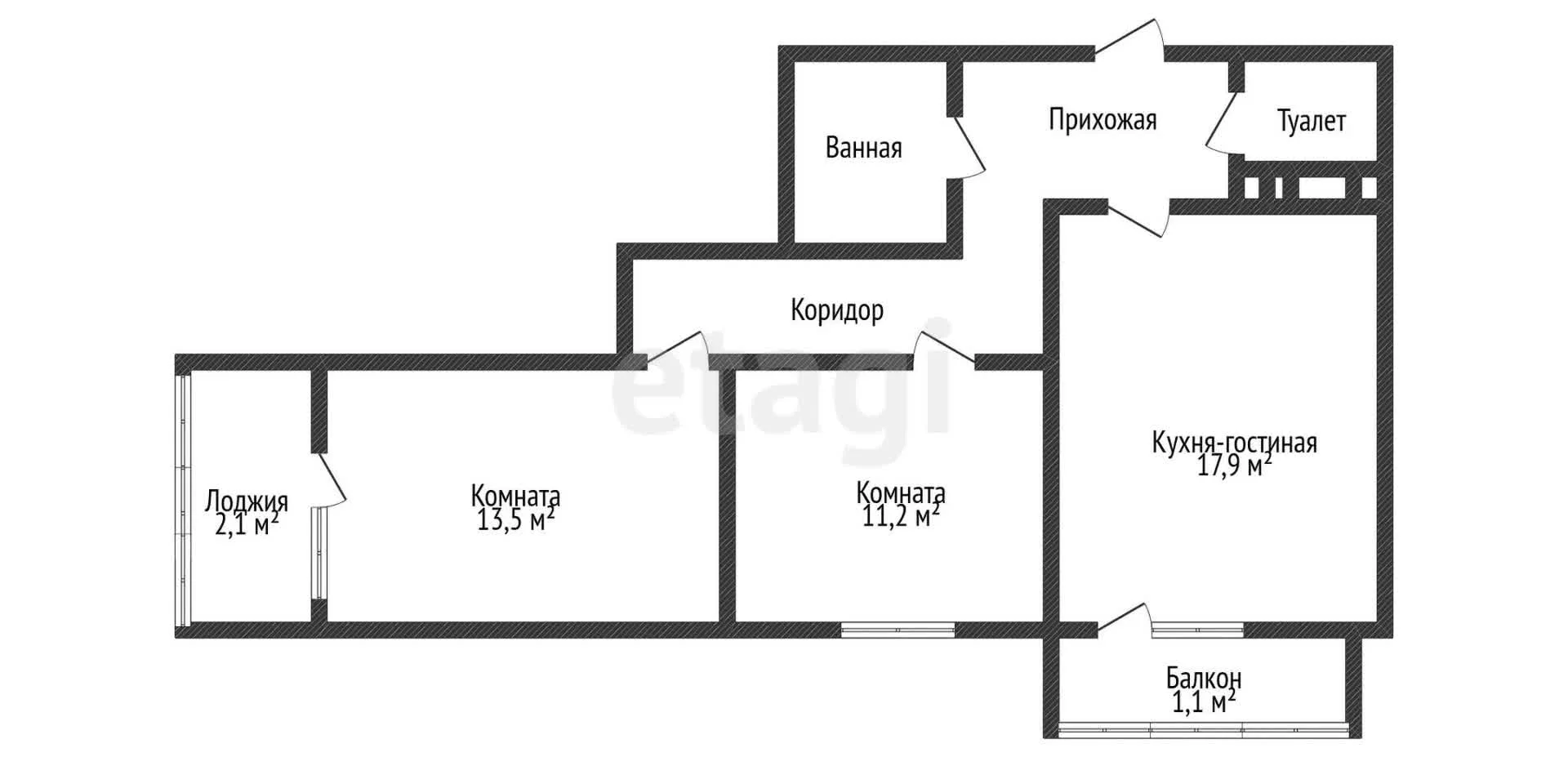 2-к квартира, 62.7м² (Домбайская улица, 55к1) - миниатюра 12