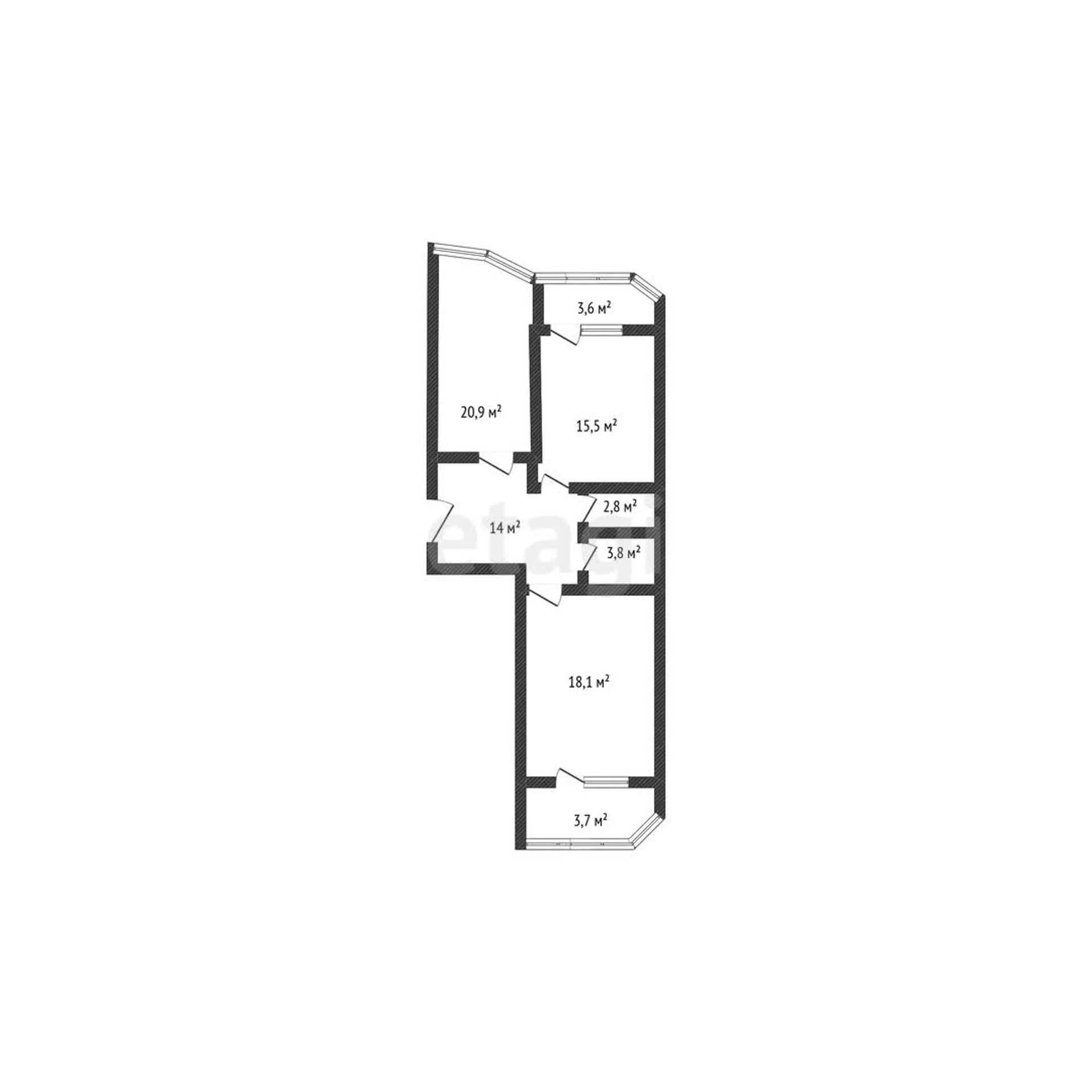 2-к квартира, 75м² (улица Архитектора Петина, 18/1) - миниатюра 10