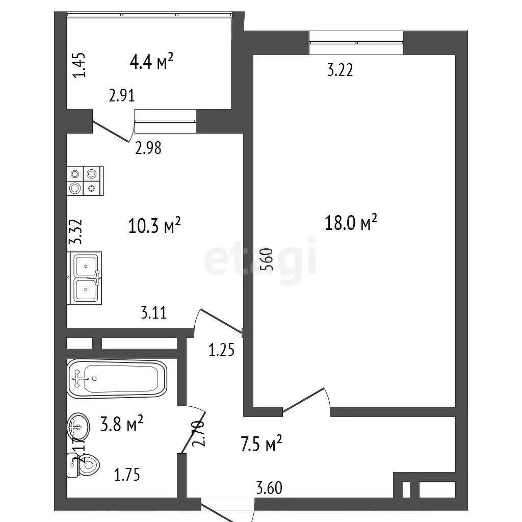 1-к квартира, 39.6м² (Уральская улица, 75к1) - миниатюра 16