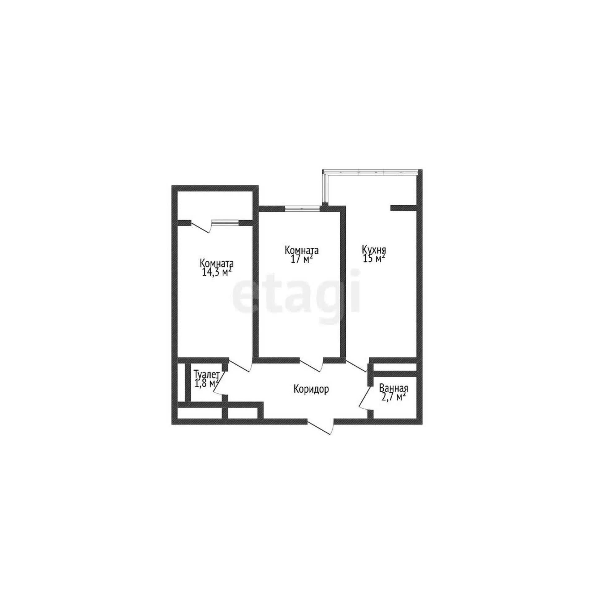 2-к квартира, 60.7м² (улица Евгении Жигуленко, 3к1) - миниатюра 17